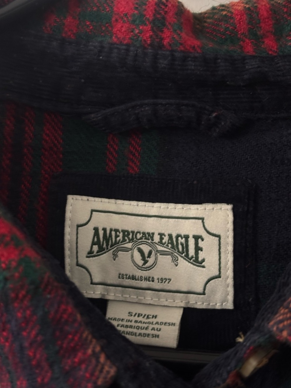 American Eagle Outfitters Red and Dark Green Plaid Shirt - Picture 5 of 5